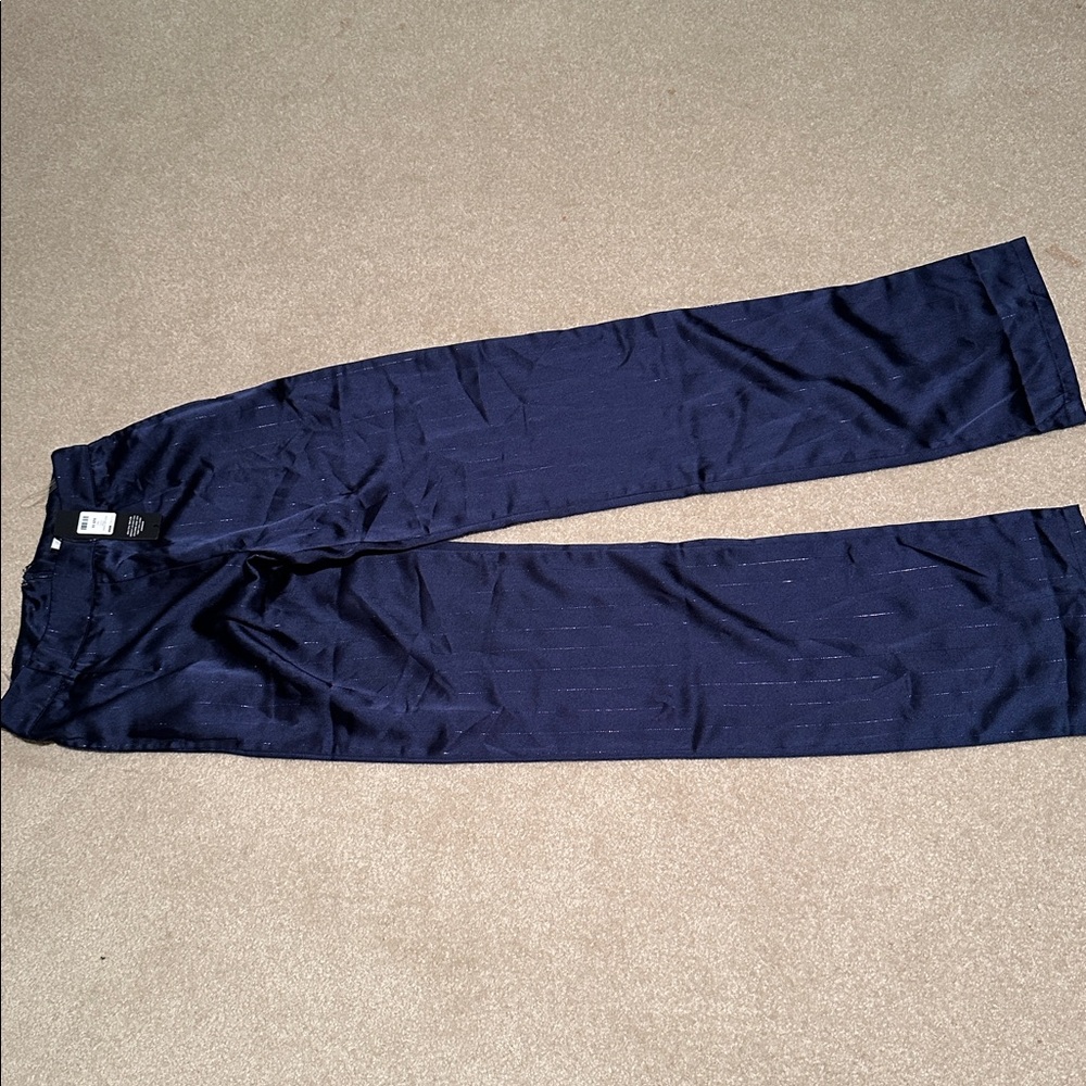 Fashion Nova Midnight Blue Satin Trousers